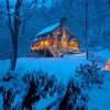 Christmas Snowfall Forest Cabin Diamond Painting