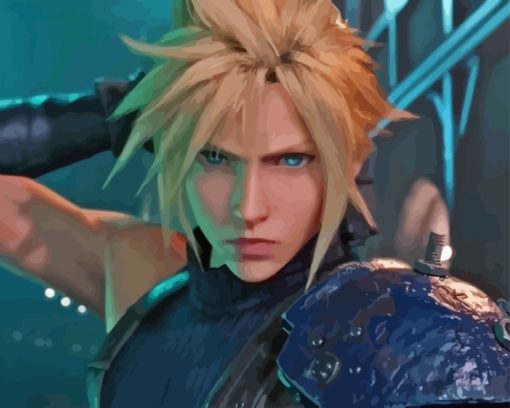 Cloud Strife Face Diamond Painting