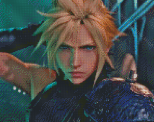 Cloud Strife Face Diamond Painting