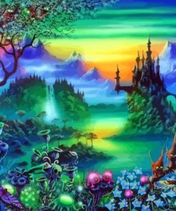 Colorful Fantasy Forest Castle Diamond Painting