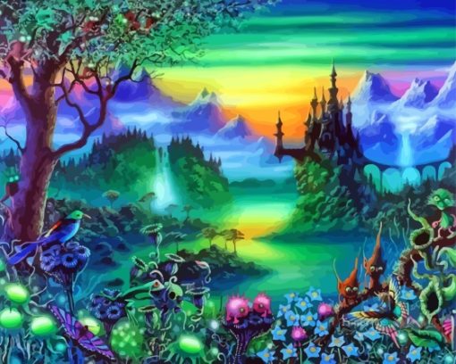 Colorful Fantasy Forest Castle Diamond Painting