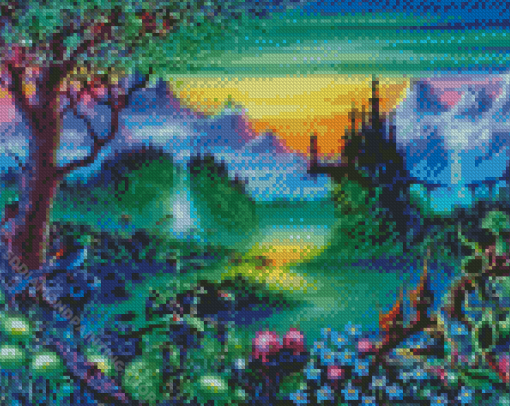 Colorful Fantasy Forest Castle Diamond Painting