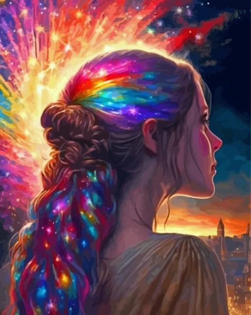 Colorful Galaxy Hair Diamond Painting