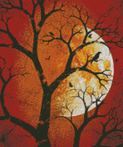 Cool Orange Moon Diamond Painting