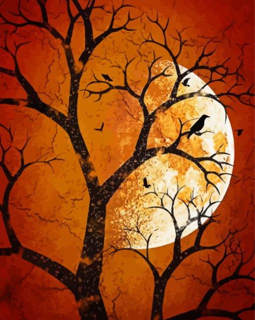 Cool Orange Moon Diamond Painting