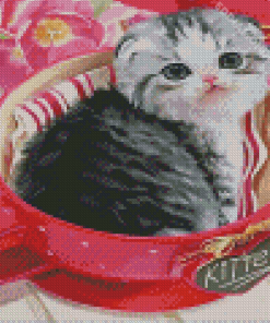 Cat In Cup Diamond Painting