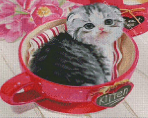 Cat In Cup Diamond Painting