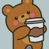 Cartoon Bear Animal Drinking Coffee Diamond Painting