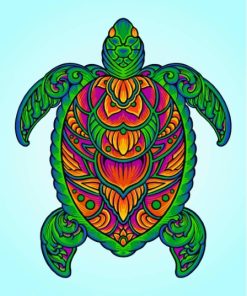 Floral Turtle Mandala Diamond Painting