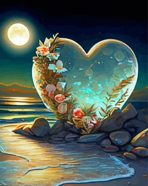 Full Moon Tropical Heart Diamond Painting