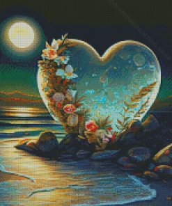 Full Moon Tropical Heart Diamond Painting