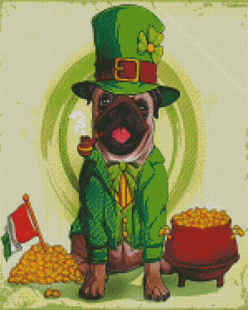 Leprechaun Dog In Hat And Suit Diamond Painting