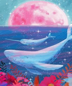 Mom And Baby Narwhal Underwater Diamond Painting