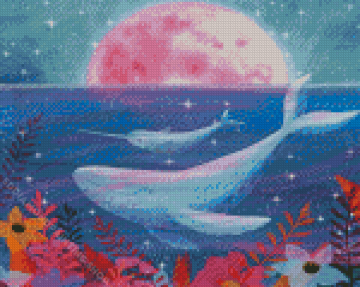 Mom And Baby Narwhal Underwater Diamond Painting