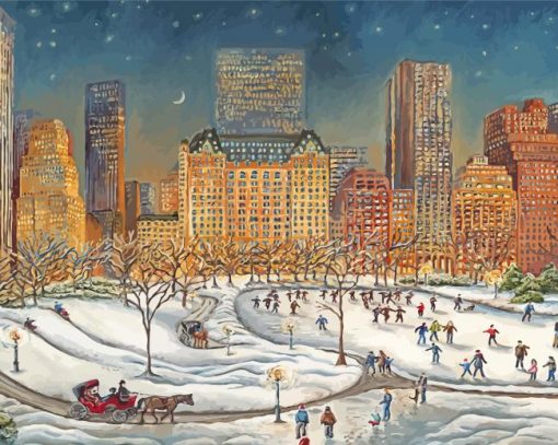 Night Winter Central Park Diamond Painting