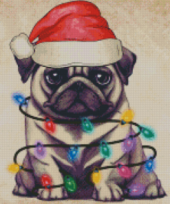 Pug With Christmas Lights Diamond Painting