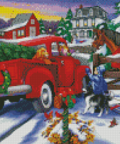 Snow Christmas Truck Diamond Painting