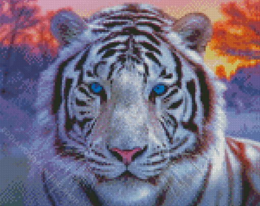 White Blue Eyes Tiger Diamond Painting