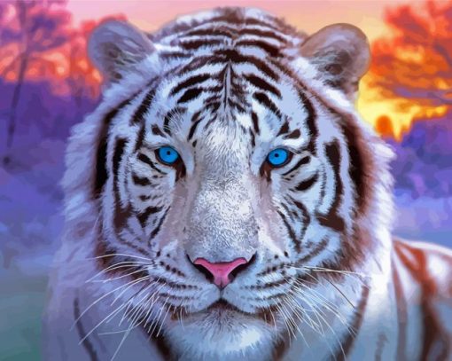 White Blue Eyes Tiger Diamond Painting