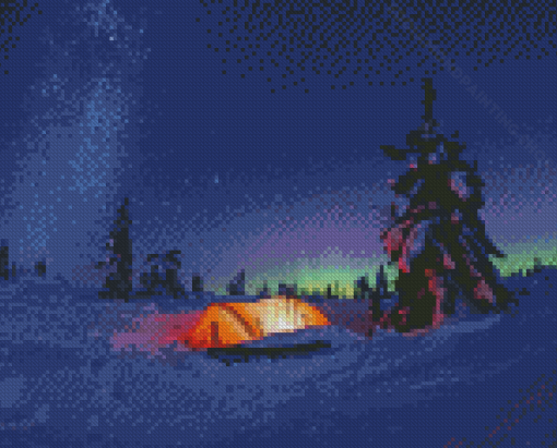 Winter Camping At Night Diamond Painting