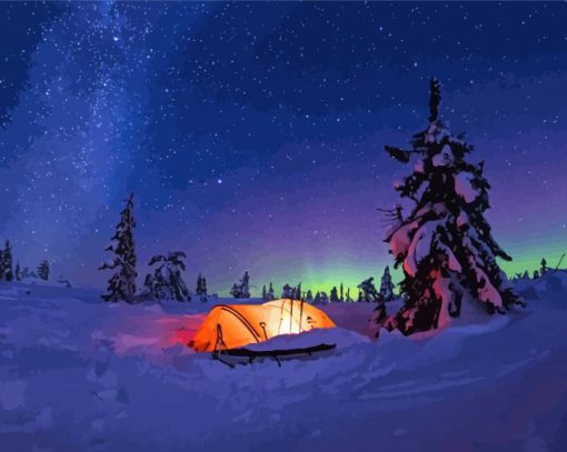 Winter Camping At Night Diamond Painting