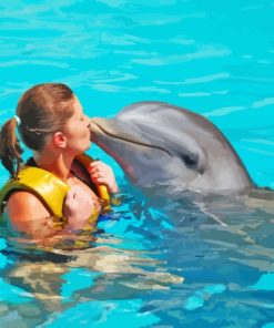 Woman Kissing Dolphin Diamond Painting