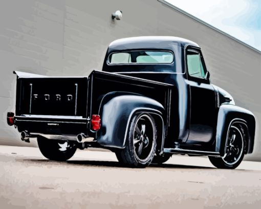 1955 Black Ford Pickup Truck Diamond Painting