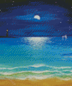 Beach Evening Moon Diamond Painting