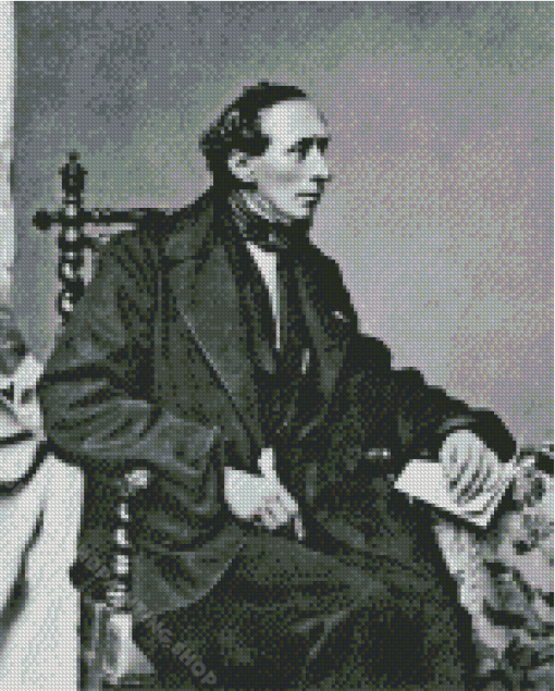 Black And White Hans Christian Andersen Diamond Painting