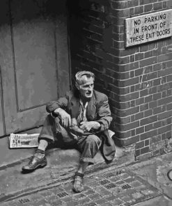 Black And White Homeless Man Diamond Painting