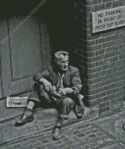 Black And White Homeless Man Diamond Painting