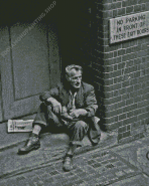 Black And White Homeless Man Diamond Painting