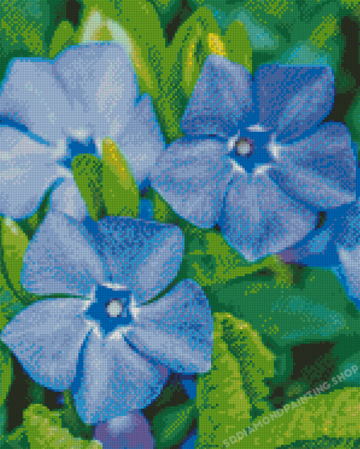 Blue Periwinkle Flower Diamond Painting