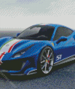 Blue Ferrari f176 Car Diamond Painting