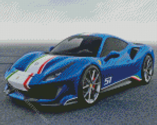 Blue Ferrari f176 Car Diamond Painting