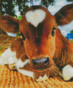 Brown Baby Cow Diamond Painting