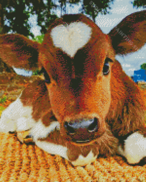 Brown Baby Cow Diamond Painting