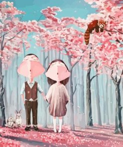 Cartoon Couple In Forest Diamond Painting