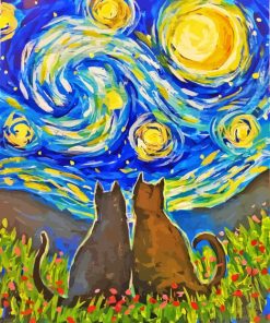 Cats Starry Night Diamond Painting