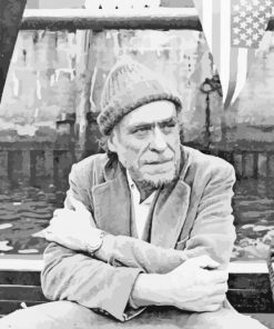 Charles Bukowski In Black And White Diamond Painting