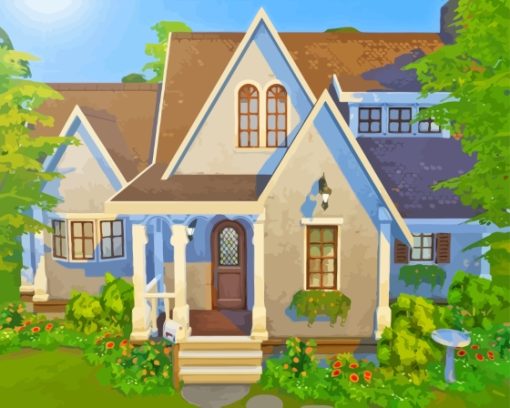 Countryside Cottage Cartoon Diamond Painting