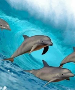 Dolphins In Wave Diamond Painting