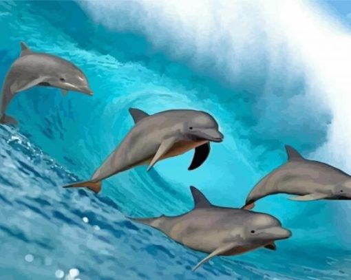 Dolphins In Wave Diamond Painting