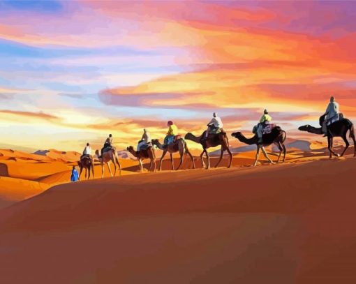 Dubai Desert Camels Riding Diamond Painting