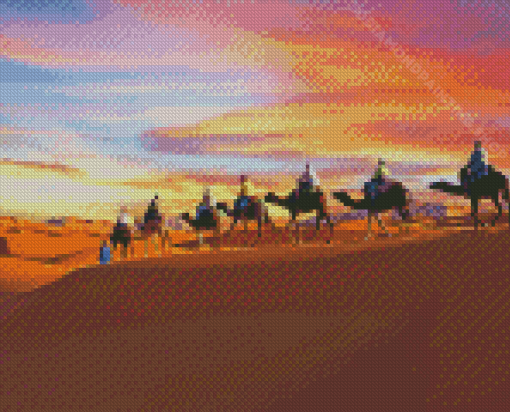 Dubai Desert Camels Riding Diamond Painting