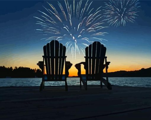 Fireworks Muskoka Lake Diamond Painting