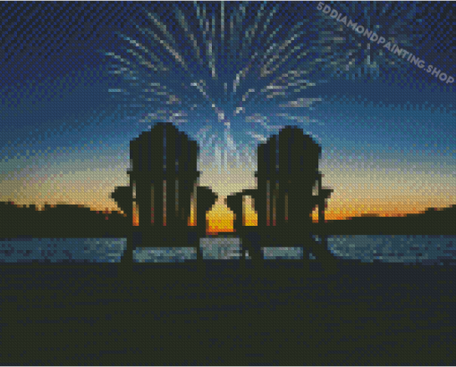 Fireworks Muskoka Lake Diamond Painting