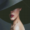 Girl With Black Hat Diamond Painting