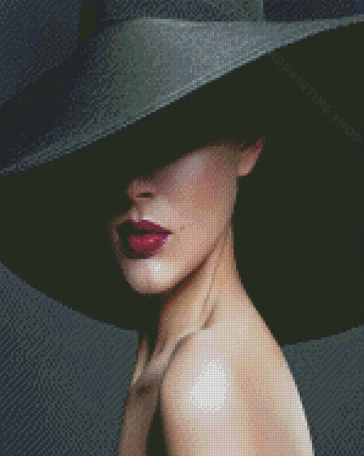 Girl With Black Hat Diamond Painting