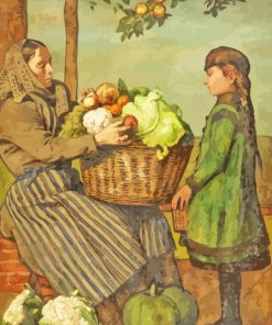 Grandma And Granddaughter With Vegetables Basket Diamond Painting